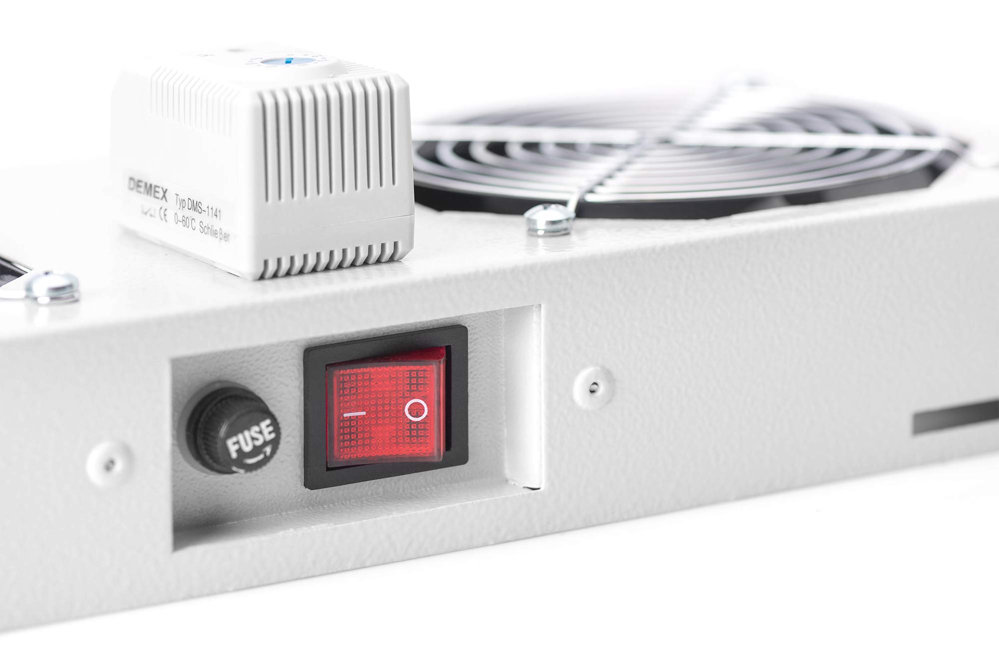 Dachlüftereinheit für Netzwerkschrank grau 2x Lüfter Schalter Thermostat | Lüftermodul für Serverschrank Wanschrank | 2x Lüfter, Schalter & Thermostat | 276 m³/h freiblasender Volumenstrom | Grau