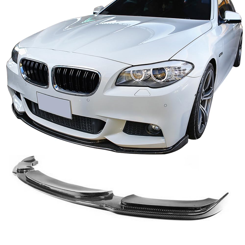 Front Bumper Lip Compatible With 2011-2016 BMW F10 5 Series HM/H Style Carbon Fiber (CF) Spoiler Splitter Valance Fascia Cover Guard Protection