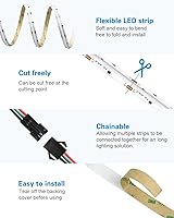 Vista 4 de ALITOVE COB Led Strip Lights Addressable RGB IC WS2811 12V Led Lights Strip 16.4FT 3600LEDs Programmable Digital Flexible LED Pixel Rope Light for