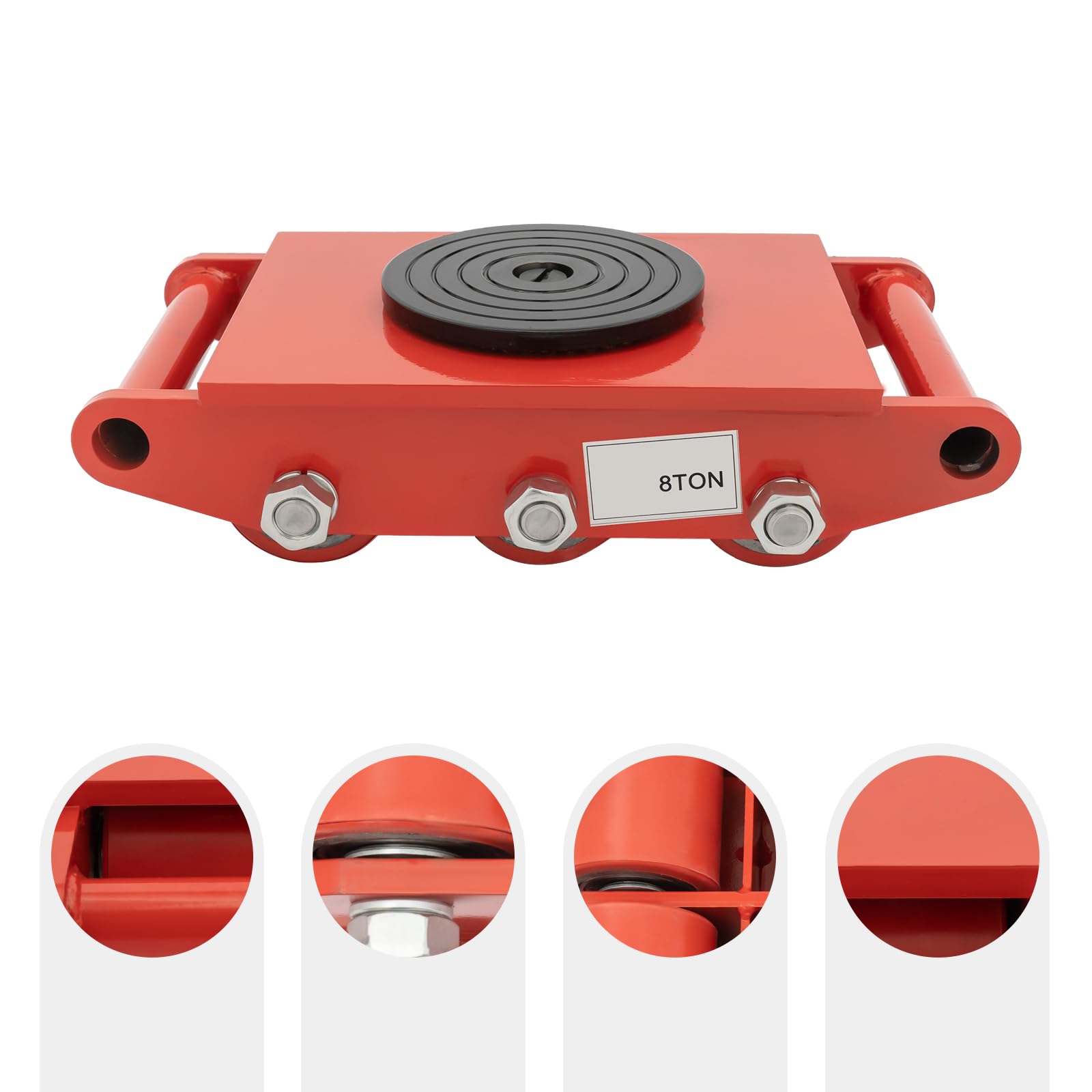 Carrello meccanico 8T con coperchio girevole a 360° e 6 ruote per il trasporto di stoccaggio e distribuzione nella logistica domestica e nei cantieri (rosso)