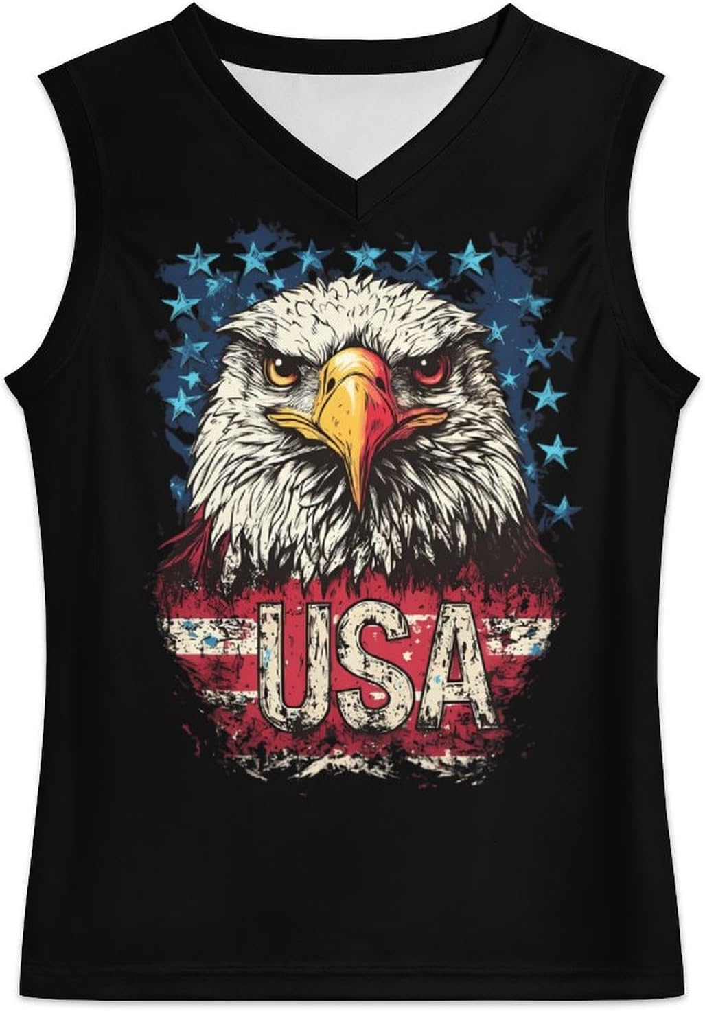 Ea-gles Flag USA Men's V-Neck Basketball Tank Top Sleeveless Workout Tank Shirts Gym Fitness Tees Vest