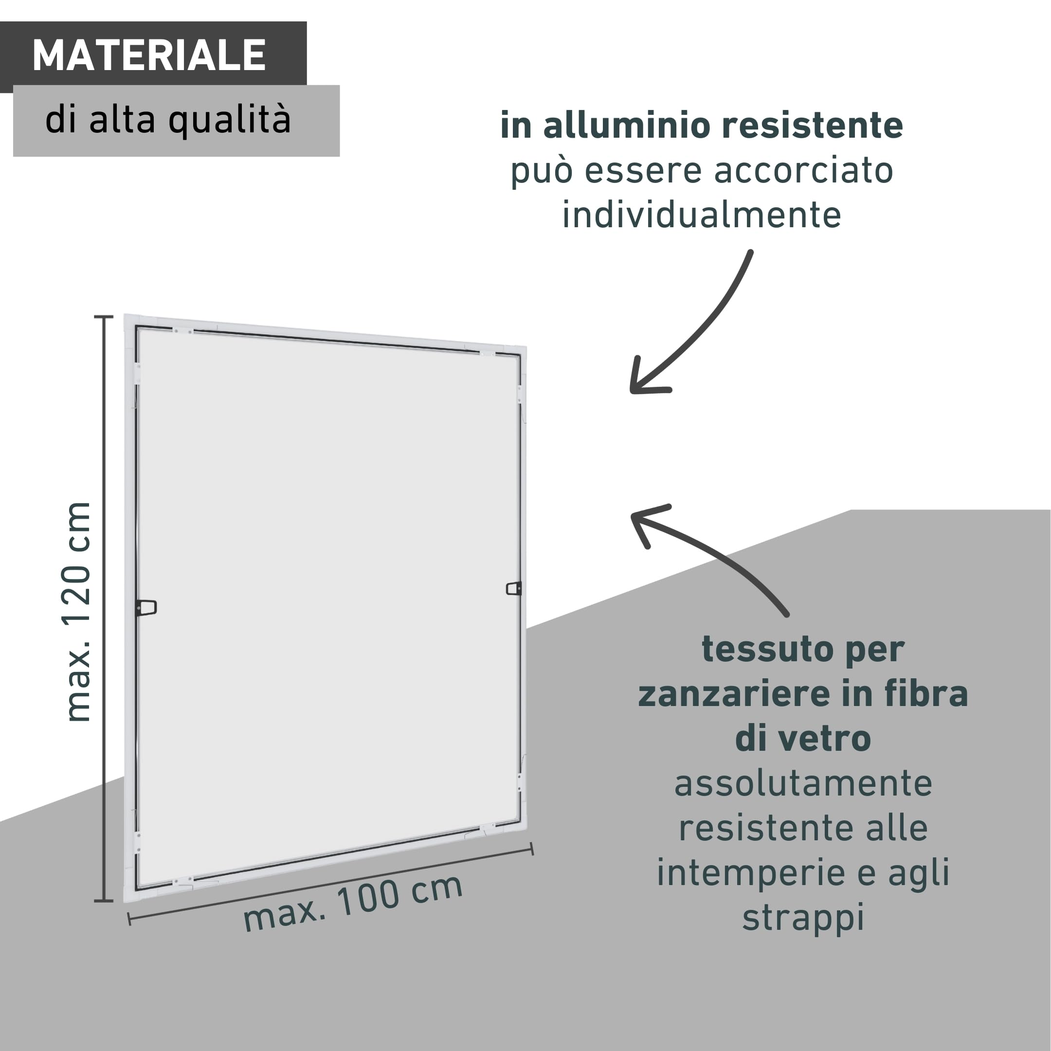 Windhager Zanzariera con Telaio in Alluminio per finestre, 100 x 120 cm, Bianco