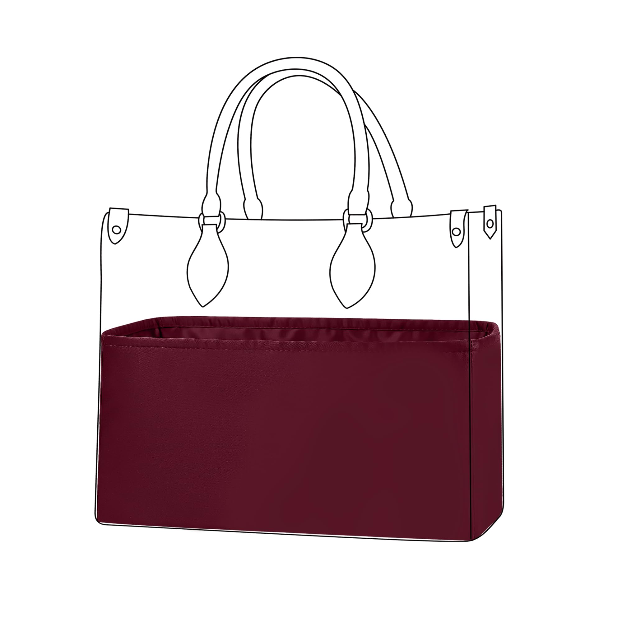 DGAZ Silk Tote Organizer Insert Fits LV OnTheGo, Silky Smooth Handbag Organiser, Luxury Bag & Tote Shaper (Rose Red, GM)