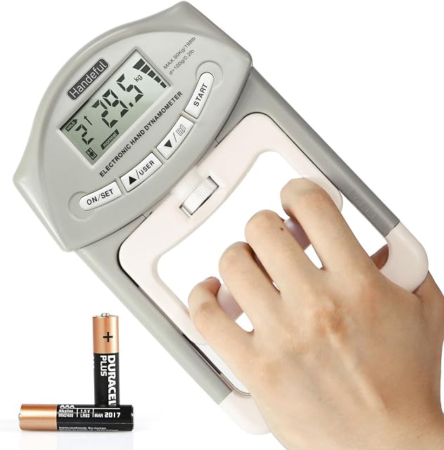 Handeful Testeur de Force de Préhension Dynamomètre Numérique pour Sports, Maison et Clinique | Deux capacités : 198 lb et 397 lb. Précision de 0,2 lb. 19 profils d'utilisateur. Pour sports, thérapie et usage domestique
