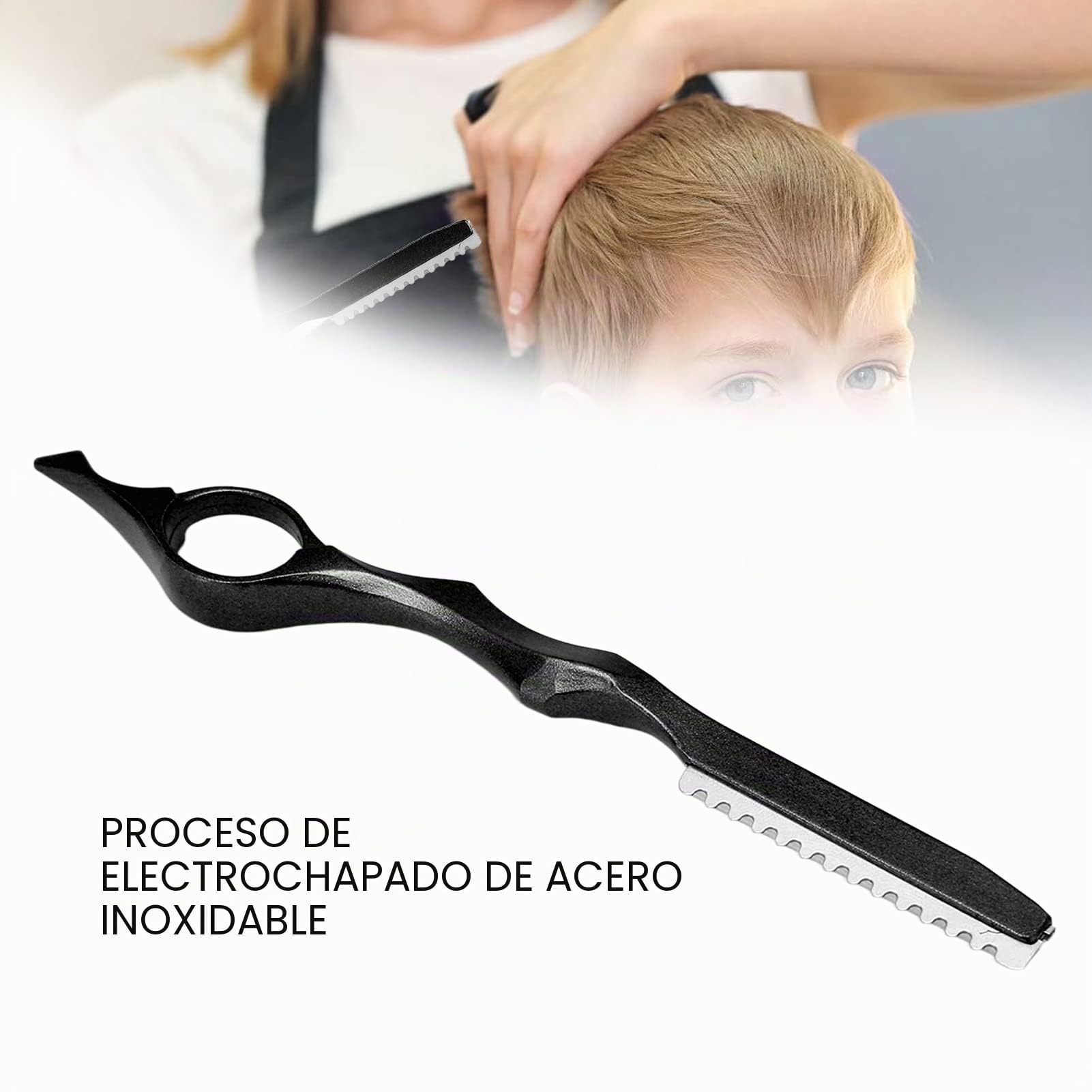Navaja Peluqueria, Cuchillo para adelgazar el cabello,recorte de cabello, Navaja Afeitar Navaja Barbero texturizante profesional de acero inoxible para salón de belleza