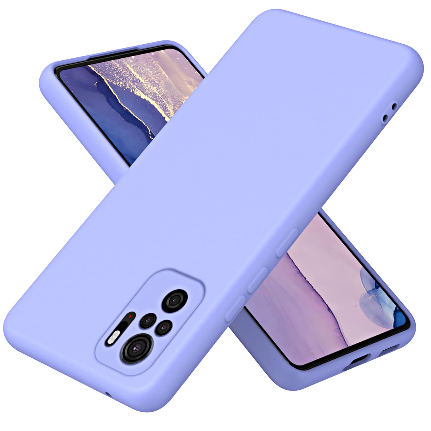 XINYEXIN Silicone Liquido Custodia Cover per Xiaomi Redmi Note 10 4G / Redmi Note 10S 4G, Premium Silicone Case Antiurto con Fodera in Microfibra Protezione a Doppio Strato Caso - Viola