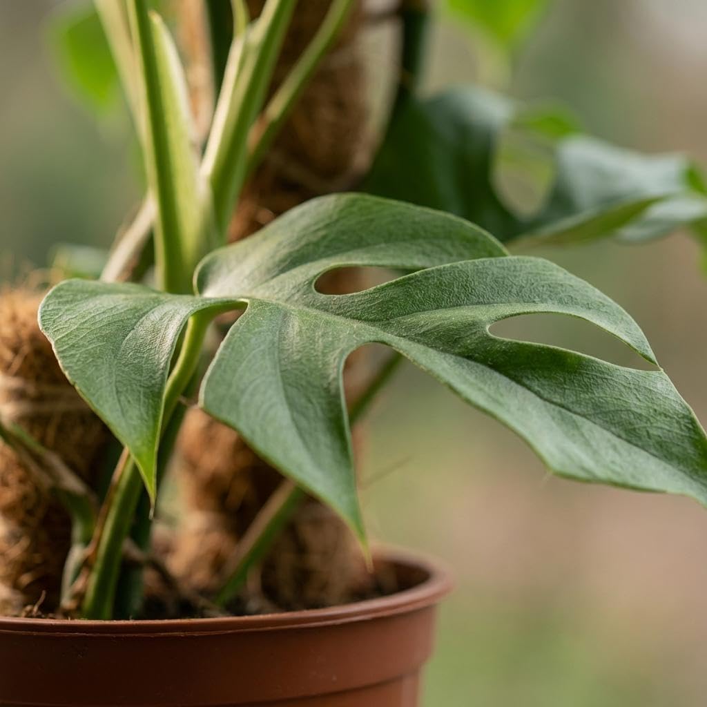Green boutiQ - Plante d'intérieur - Mini Monstera - Monstera Minima sur Tuteur - Vert - Entretien facile - 1 Plante - Pot 19cm - Hauteur 90cm