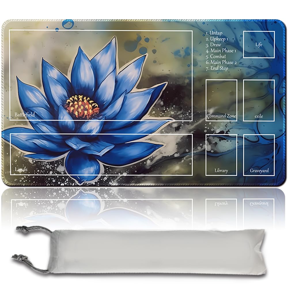 Board Game MTG Playmat + Free Waterproof Bag, Stitched Edges, Smooth Rubber Surface, MTG PlayMat with Zones (An Original ANCESTRAL MASK Playmat) (Black Lotus (2) - With Zone)