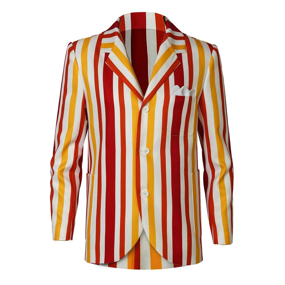 GreenCos Mens Bert Striped Jacket Uniform Suit Halloween Cosplay Costume