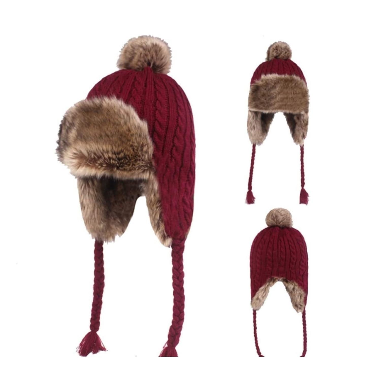 Czapka Zimowa Damska Czapka Z Dzianiny Zimowa Ciepła, Zagęszczona Szydełkowa Czapka Typu Beanie Ciepła Czapka