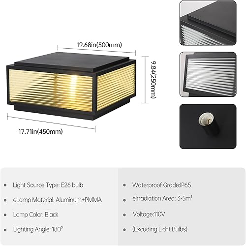 Miniatura 7 de SLAWA Tapas de poste al aire libre Luces de poste de aluminio fundido Accesorio de iluminación de linterna de poste exterior con base E26 Tapas de