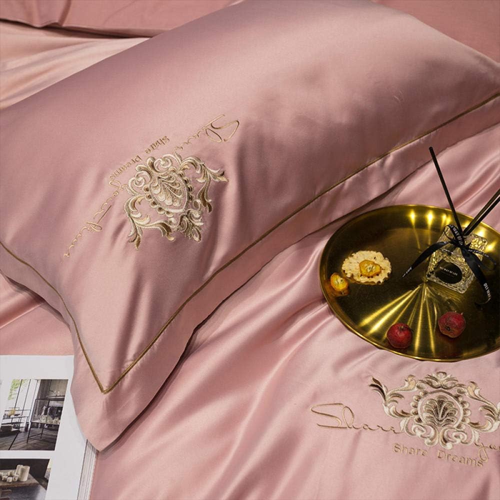 4 Piece Bedding Set,2020 New Washed Silk Embroidered Four-Piece Light Luxury and Soft Four-Piece Gift-Turmeric_1.5m Bed