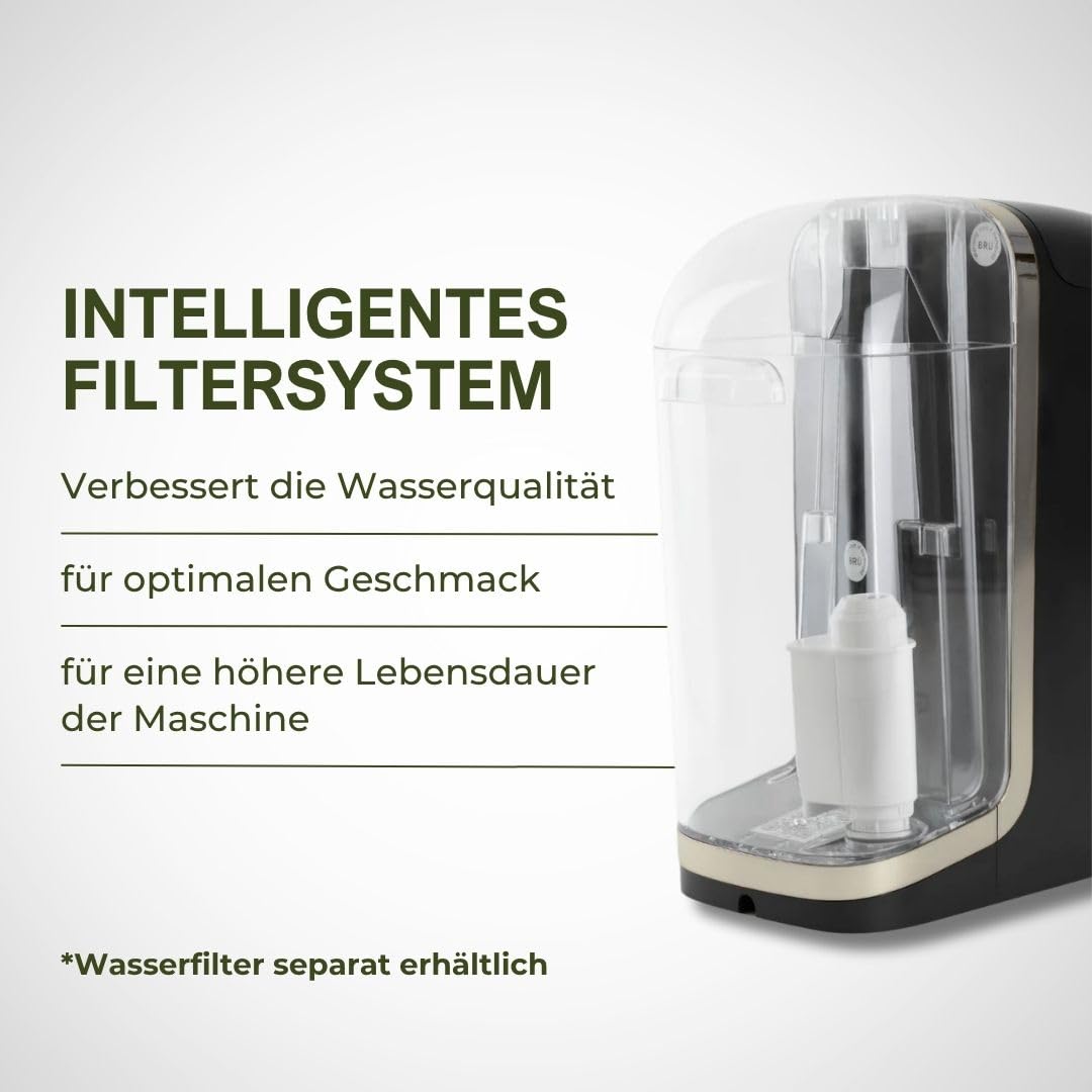 BRU Teeautomat für losen Tee, Kräuter & Teebeutel – Heißwasserspender & Teemaschine in einem, ohne Kapseln, filtriertes Wasser auf Knopfdruck, automatisches Reinigungssystem