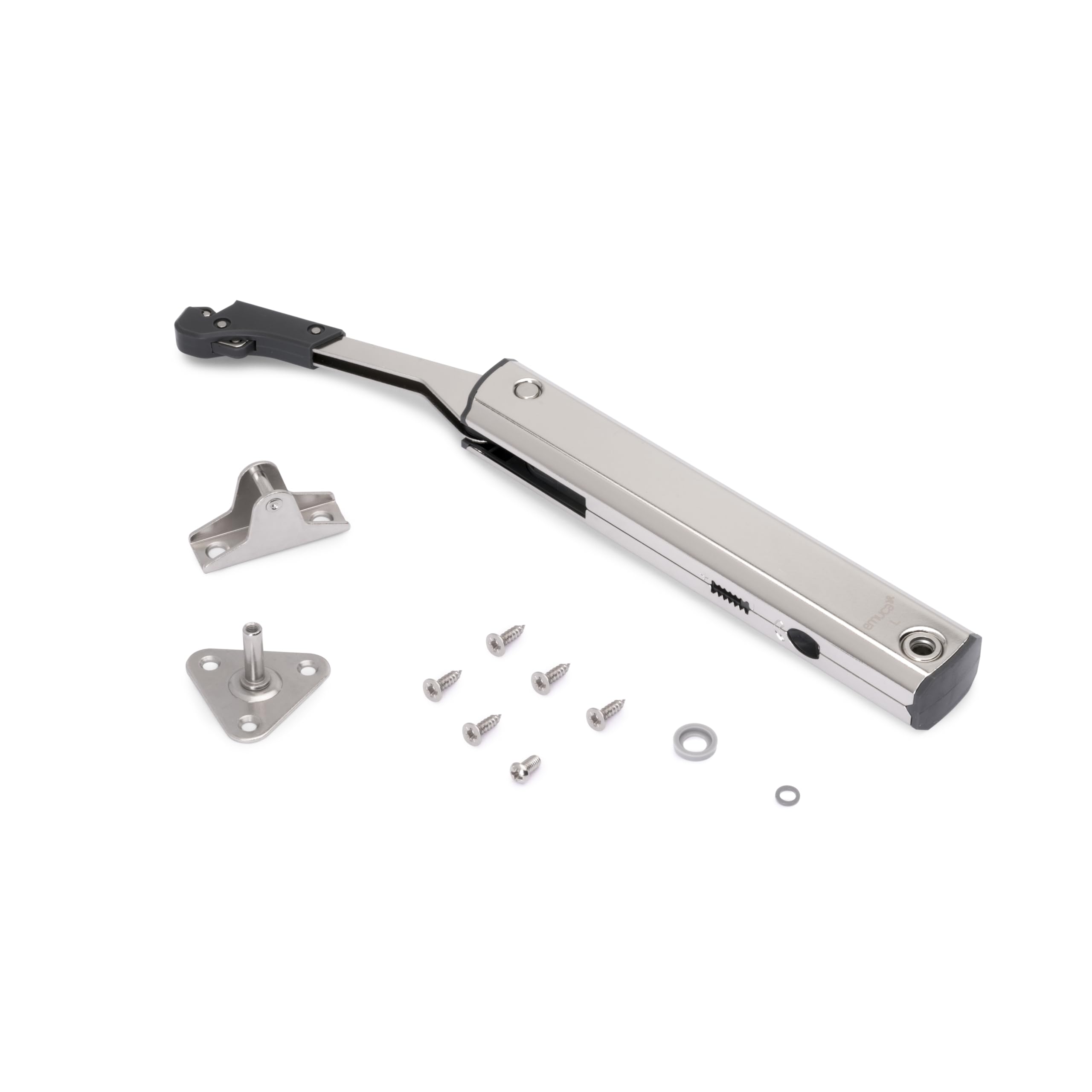 Emuca - Mecanismo para puertas elevables con fuerza 940-​1710, Acero, Niquelado