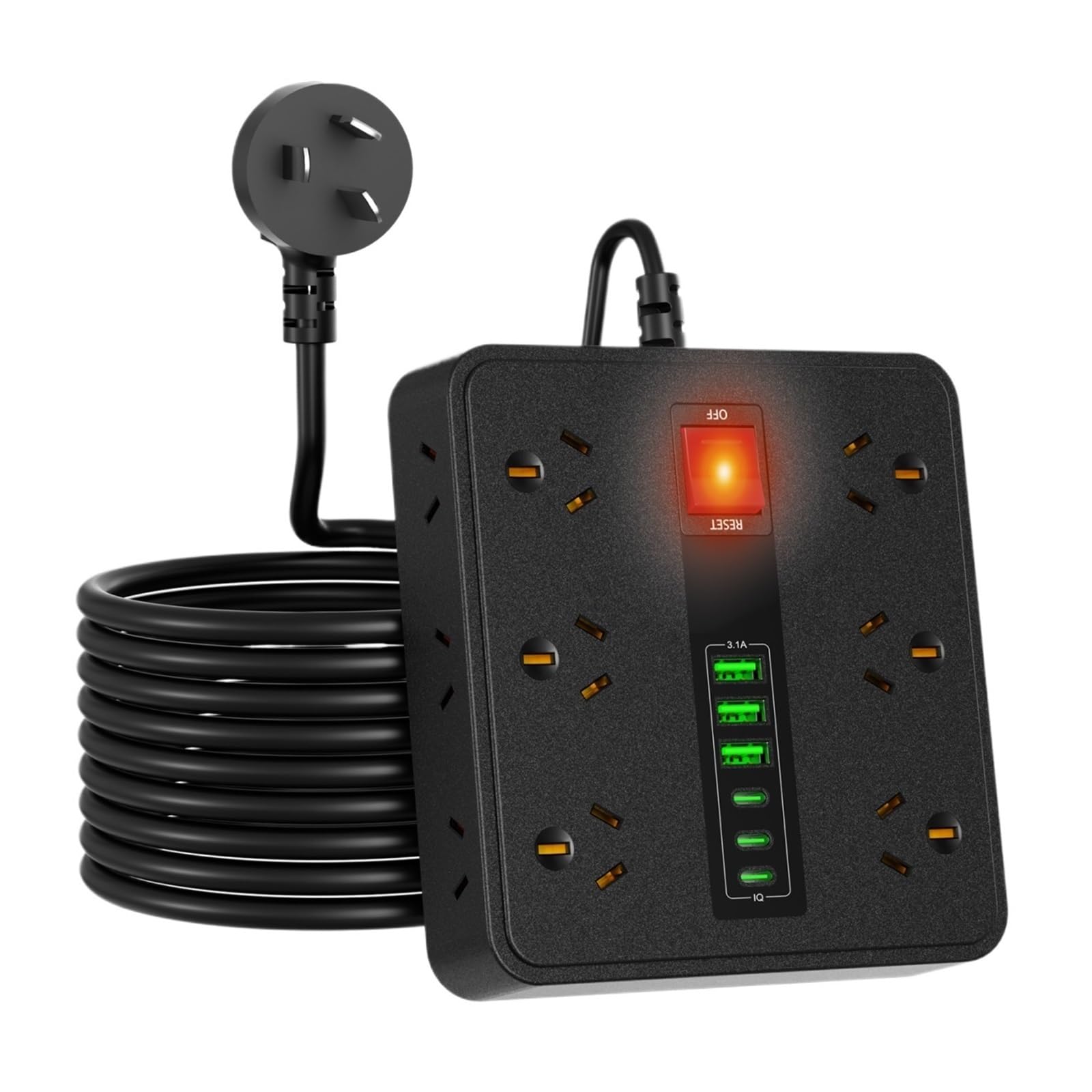 Steckdosenleiste 6/12 Steckdosen 6 USB (3A+3C) Smart Charging(12AC black)