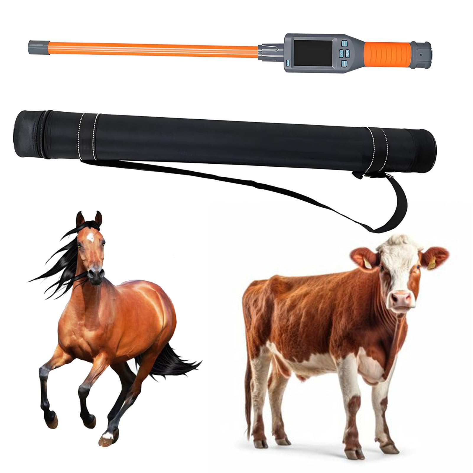 ExoticaBlend Animal Ear Tag Stick Scanner for Farm Livestock - Long Range 10-30cm, 20000 Records Storage, 134.2kHz FDX-B Reader for Cattle Pig Sheep, LCD Display, Rechargeable