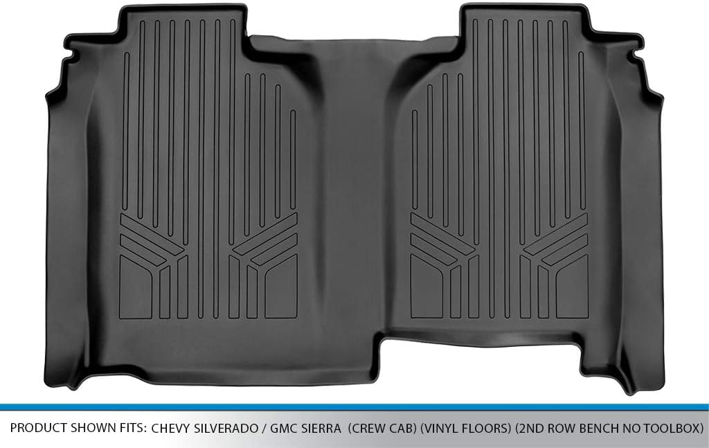 SMARTLINER Fit Floor Mats 2nd Row Liner for 2019-2025 Chevrolet Silverado 1500