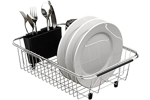 Adjustable Over the Sink Dish Drying Rack for Counter and Sink Use