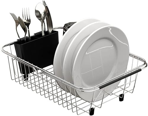 TESOT Estante ajustable para platos sobre el fregadero de acero inoxidable para secar platos en la encimera o en el fregadero resistente al óxido disponible en Yaxa Guatemala