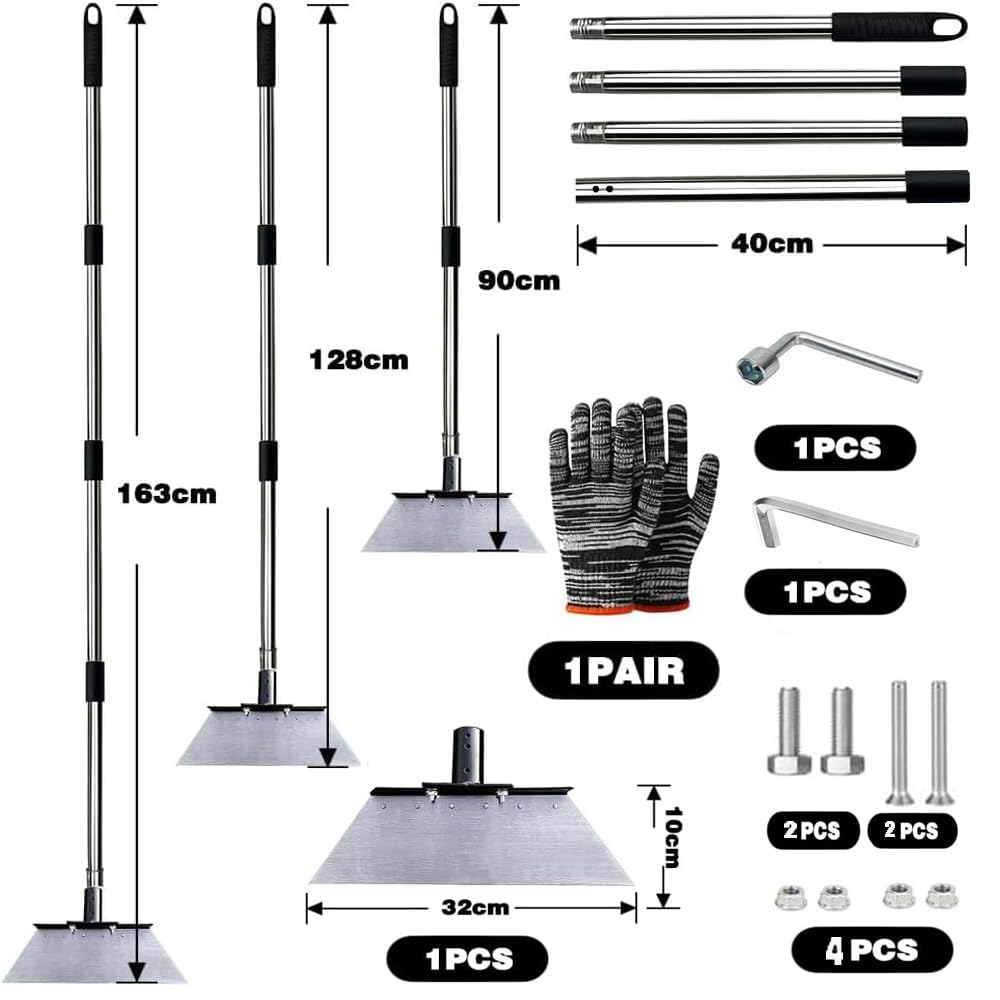 Pala Di Pulizia Multifunzionale Con Manico 163 cm,Pala Raschietto Da Giardino Piatta, Pala Per La Pulizia Del Giardino, Pala Per Diserbo, Per Diserbo, Giardino, Rimozione Del Ghiaccio