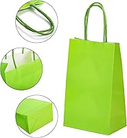 Vista 3 de Suwimut 100 bolsas pequeñas de papel de regalo con asas, 5.1 x 3.25 x 8.27 pulgadas, bolsas de papel kraft para recuerdos de fiesta, bolsa