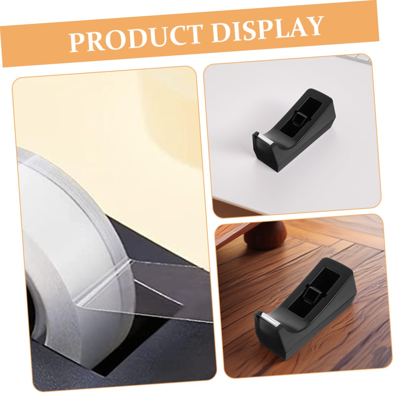 DOITOOL Distributore di Nastro Adesivo da Tavolo Nero, Struttura Robusta in Abs e Acciaio Inox, Design Compatto per Casa e Ufficio