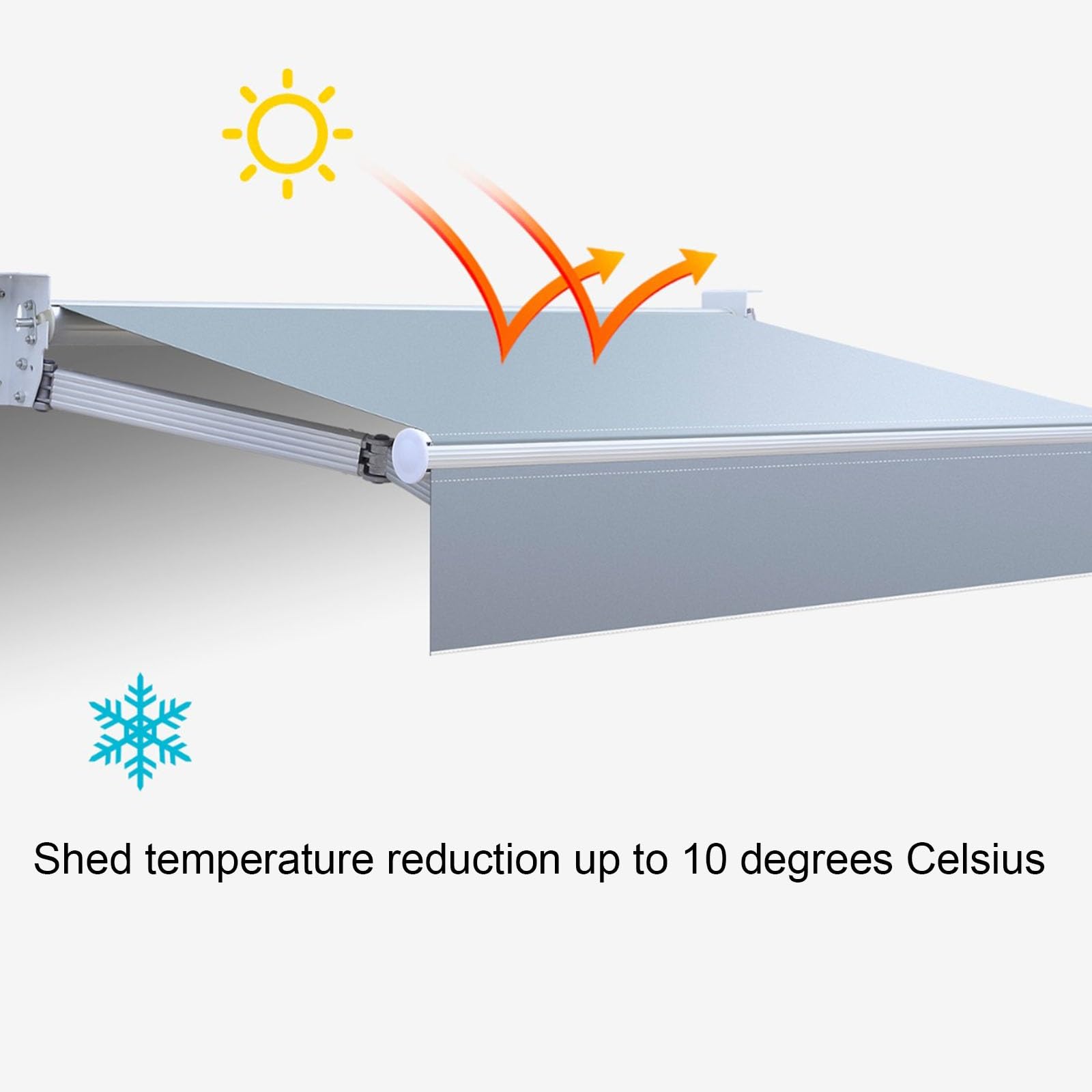 Tenda da sole retrattile con manovella, tessuto impermeabile e alluminio, 4 x 2 m, per esterni, per terrazza, giardino, terrazza, protezione UV, facile installazione