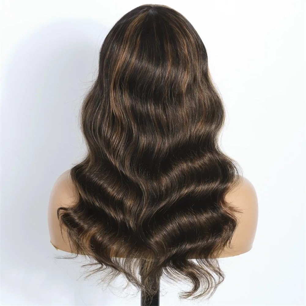 Human Hair Peruka z ludzkimi włosami z grzywką, bez koronki, do noszenia i noszenia, bez kleju, gęstość 180, dla kobiet przedłużanie włosów (22 cali)