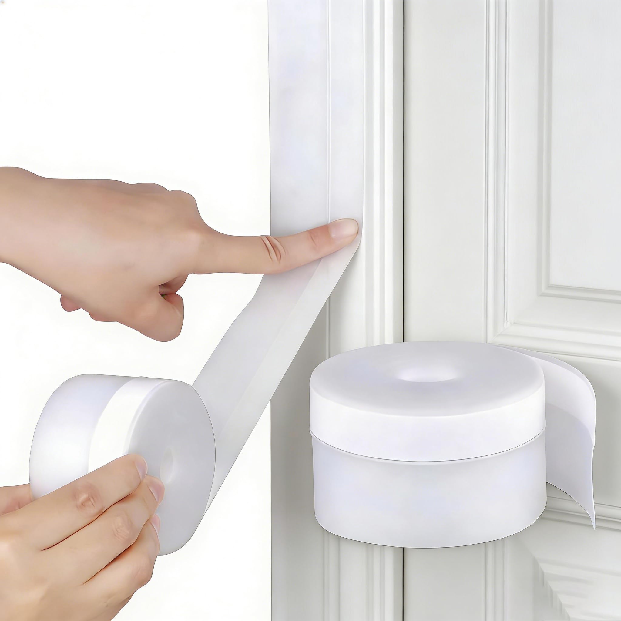 ZOMPAGO Transparent Silicone Weather Stripping, 1.35" x 16.4FT, Door Seal Strip for Windows & Doors, Self-Adhesive, No Residue, Soundproof & Energy