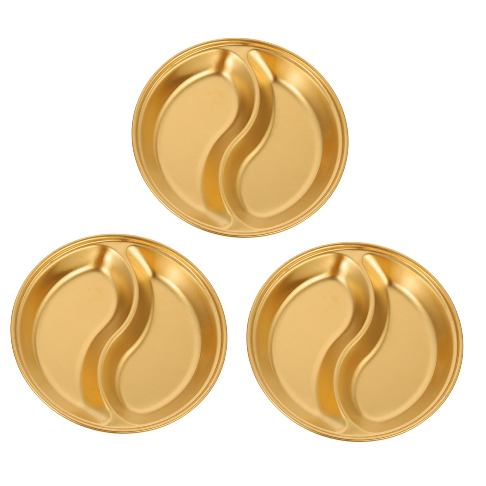 HOLIDYOYO 3pcs Stainless Steel Round Dish Portion Cups Vegetables Plates Ketchup Dish Dishes Appetizer Tray Serving Tray Dipping Sauce Cup Sauce Dipping Soy Sauce Plate Dip Bowls Golden
