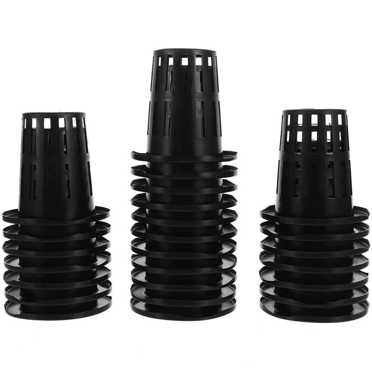 Angoily 100 Pots Hydroponiques en Maille Plastique Réutilisables pour Culture de Légumes et Fleurs, Panier pour Jardin et Semis, Petit Pot à Orchidées Noir Solide