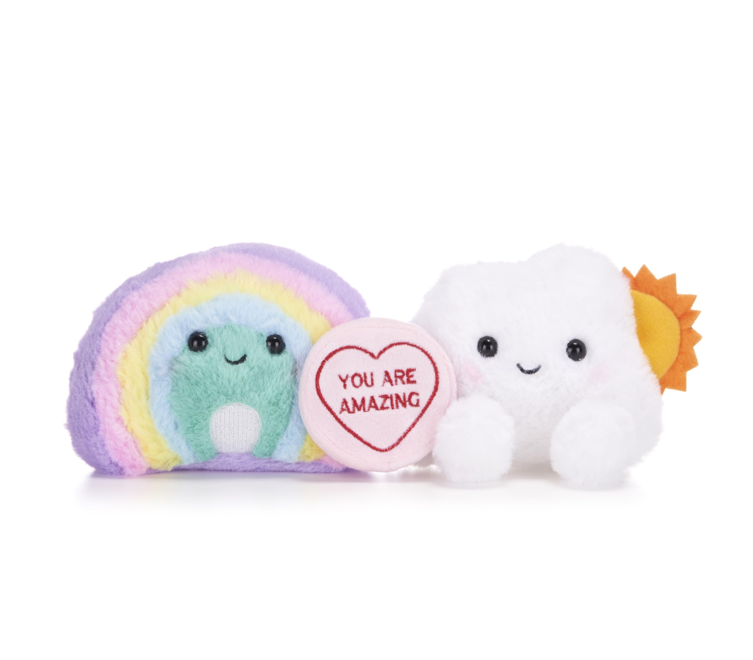 20cm Swizzels Love Hearts You Are Amazing Rainbow and Cloud Plush Soft Toy Pair