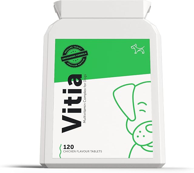 Dog's Lounge - VITIA - Multivitamins for Dogs | Natural Vitamin Supplement for Shiny Coat with Calcium and Vitamin C to maintain your Dogs Immune System | UK Made | 120 Tablets