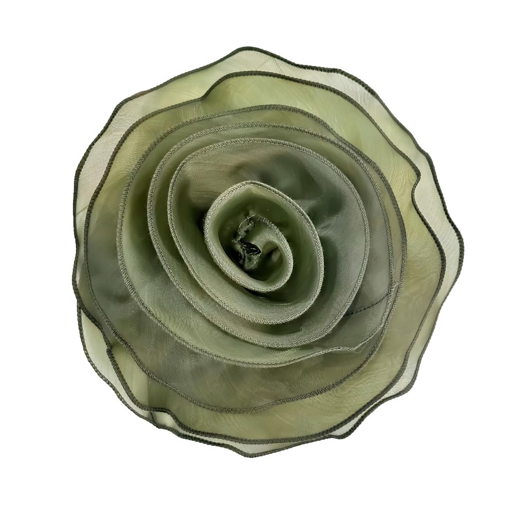 10inch Extra Large Flower Brooch Pin for Women Fashion Dainty Organza Satin Fabric Big Camellia Brooches Lapel Pins Wedding Dance Party Dress Accessories Exaggerated Jewelry Gift