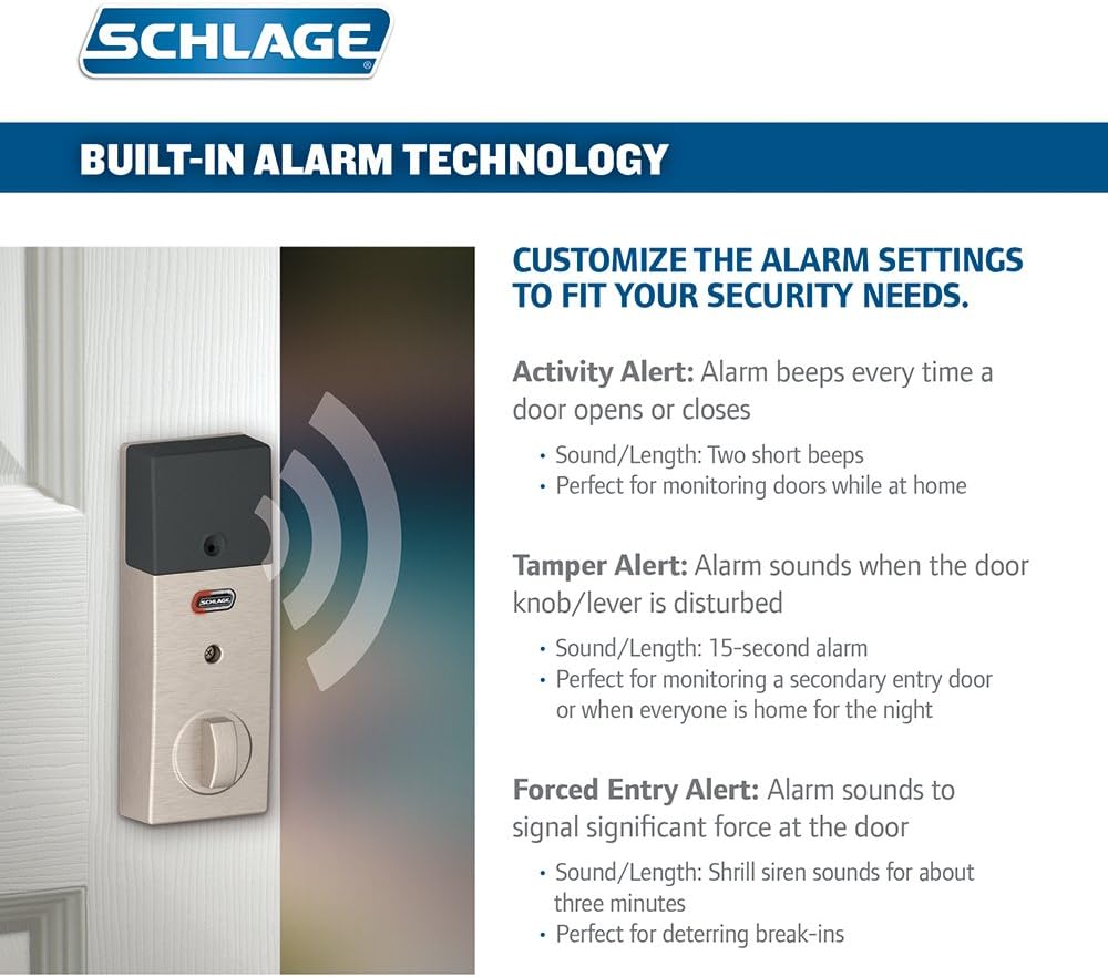 Uр Tо 50% оƒƒ SCHLAGE Connect Century Touchscreen Deadbolt with Built-In Alarm and Handleset Grip with Latitude Lever, Satin Nickel, FE469NX LAT 619 CEN Frее Shірріng 🛒 SCHLAGE Connect Century Touchscreen Deadbolt with Built-In Alarm and Handleset Grip with Latitude Lever, Satin Nickel, FE469NX LAT 619 CEN