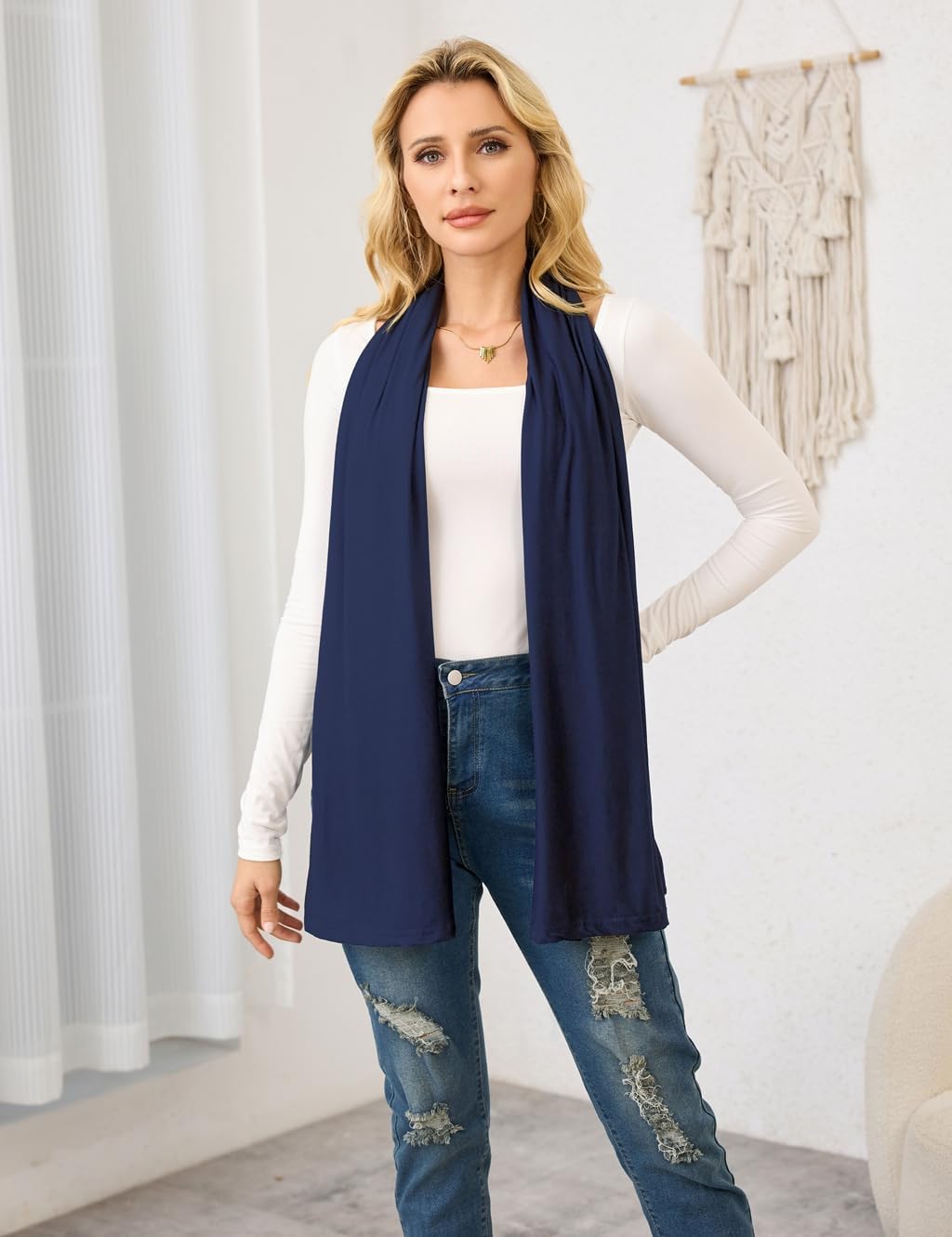 Ferand Women's Lightweight Poncho Tops Versatile Buttoned Shawl Wraps for Spring Summer - Image 5