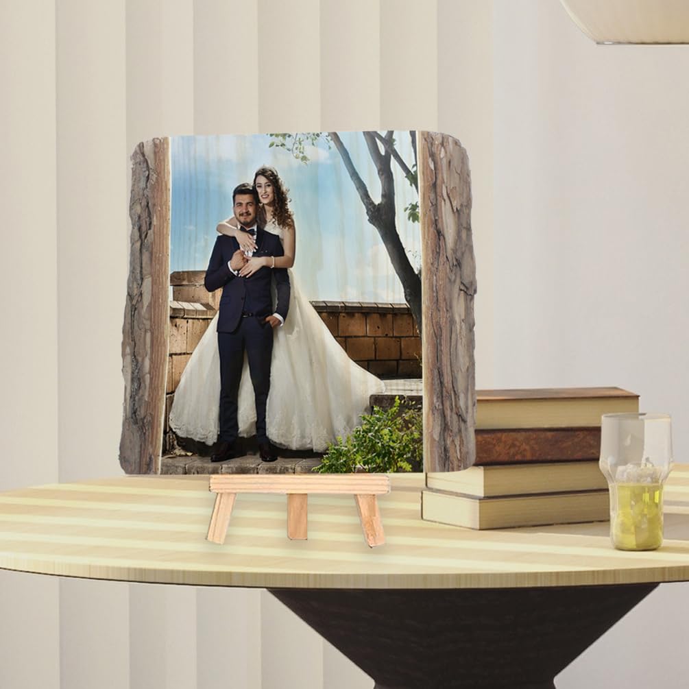 Personalized Picture Frame Album Custom Photo Printing on Wood Slices for Tabletop Desk Decor Retaining The Original Wood Style Wooden Craft Ornaments Gifts Square image 6 of 6 B0C9CJPT3B