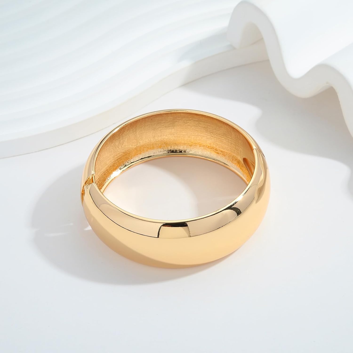 Chunky Gold Cuff Bracelets for Women Wide Gold Bangle Bracelet Hammered Open Wrist Cuff Bracelet Christmas Holiday Jewelry - Image 5