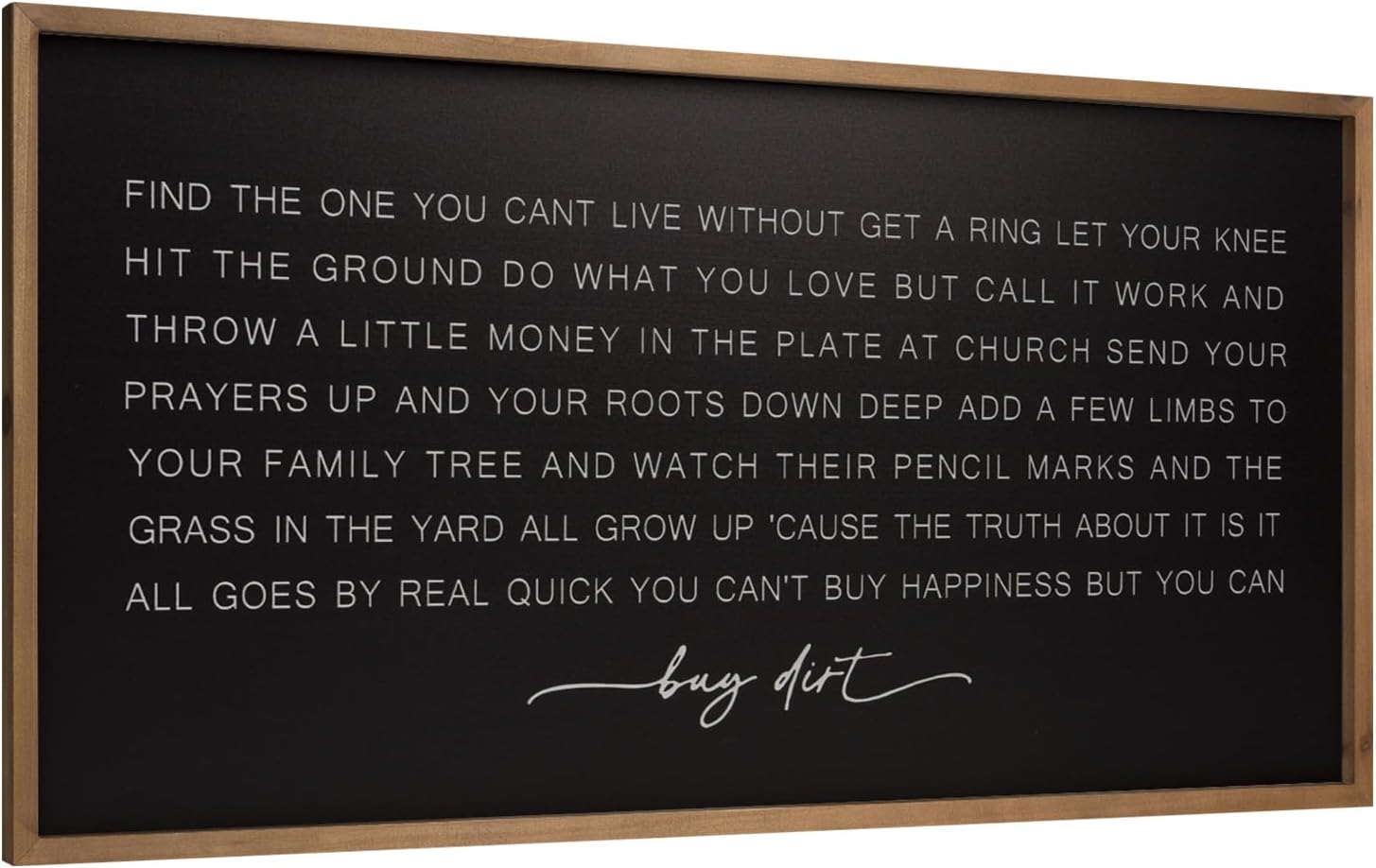 31.5×15.7 Inchs Buy Dirt Sign, Large Wooden Family Inspirational Positive Wall Art, Farmhouse Bedroom Above Bed Living Room Rustic Home Decor