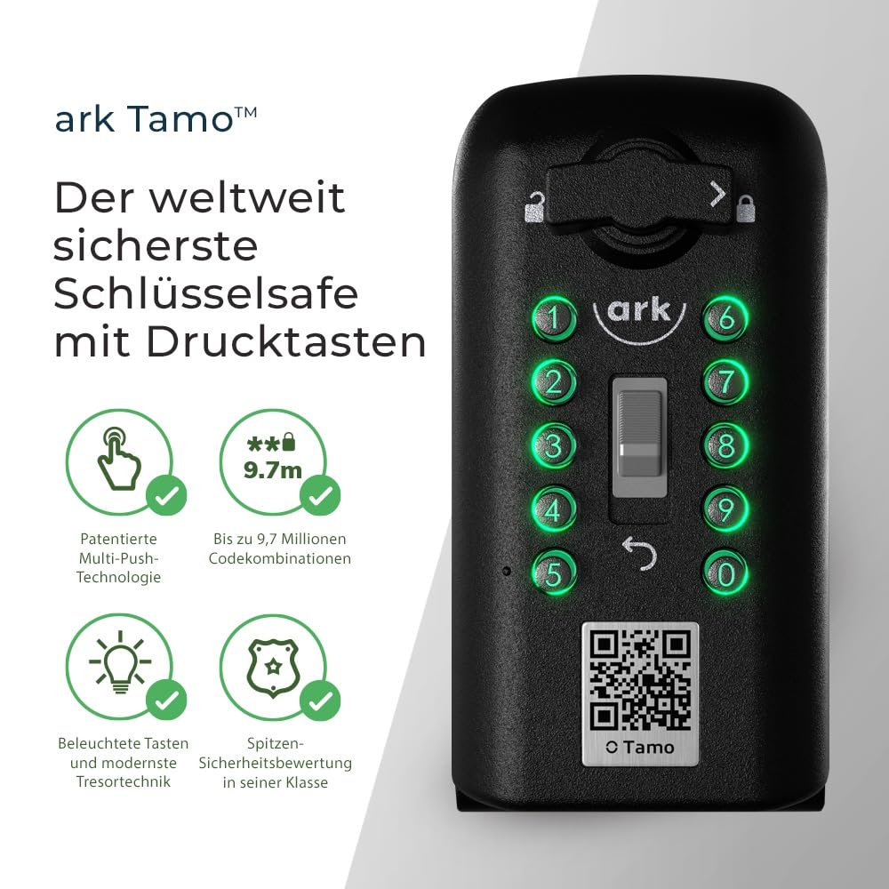 Tamo Schlüsseltresor mit Zahlencode - Schlüsselsafe Aussen - Police Preferred Schlüsseltresor Außen - Schlüsselbox 9,7 Mio. Code-Kombination - ideal für Home, Airbnb und Commercial