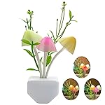 Sensor LED Mushroom Night Lights - Plug into Wall Plant Cute 7 Color Changing Dream Bed Lamp, Energy Saving Nightlight for Kids Adults Bedroom, Bathroom, Toilet, Stairs, Kitchen, Hallway Corridor
