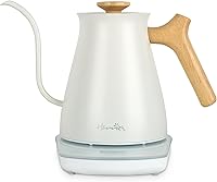 Vista 1 de Harriet Gooseneck Electric Kettle - 1200W Fast Heat, 0.8L Stainless Steel, Precision Temp Control & Timer, Wood Handle, Pour Over Coffee and Tea