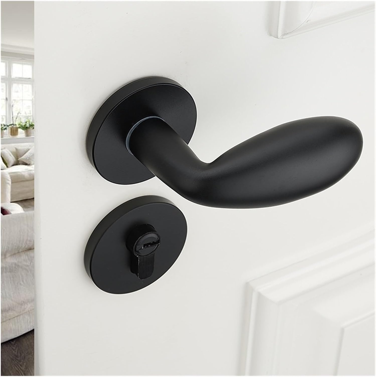 Black Interior Door Lock Bedroom Silent Room Door Lock Egg Door Handle Household Lock Goose Egg Wood Door Split Lock