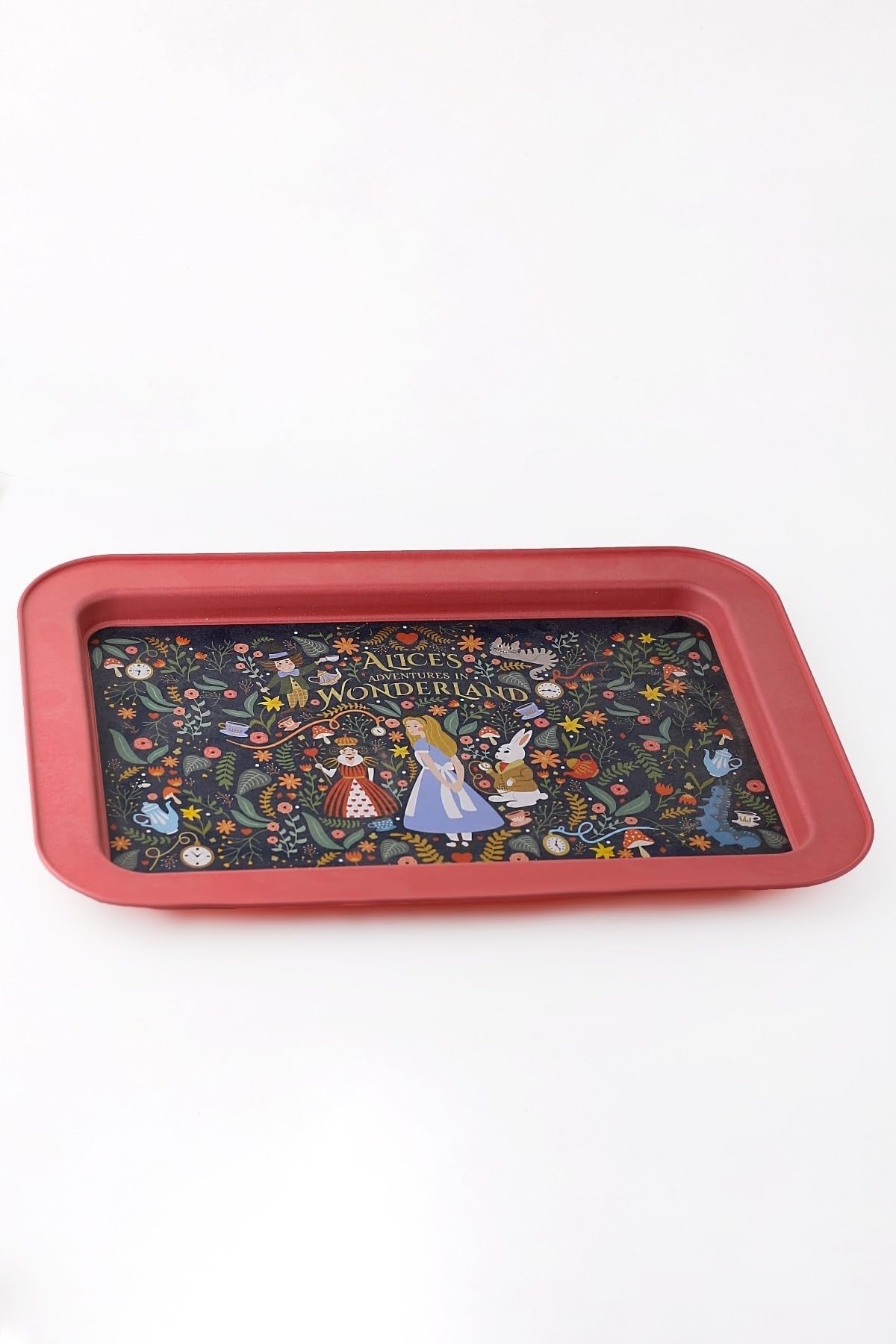 EVLE-Ee169-9a Tales Alices Desenli Dikdörtgen Tepsi 32x43 Cm (Tales Alices)