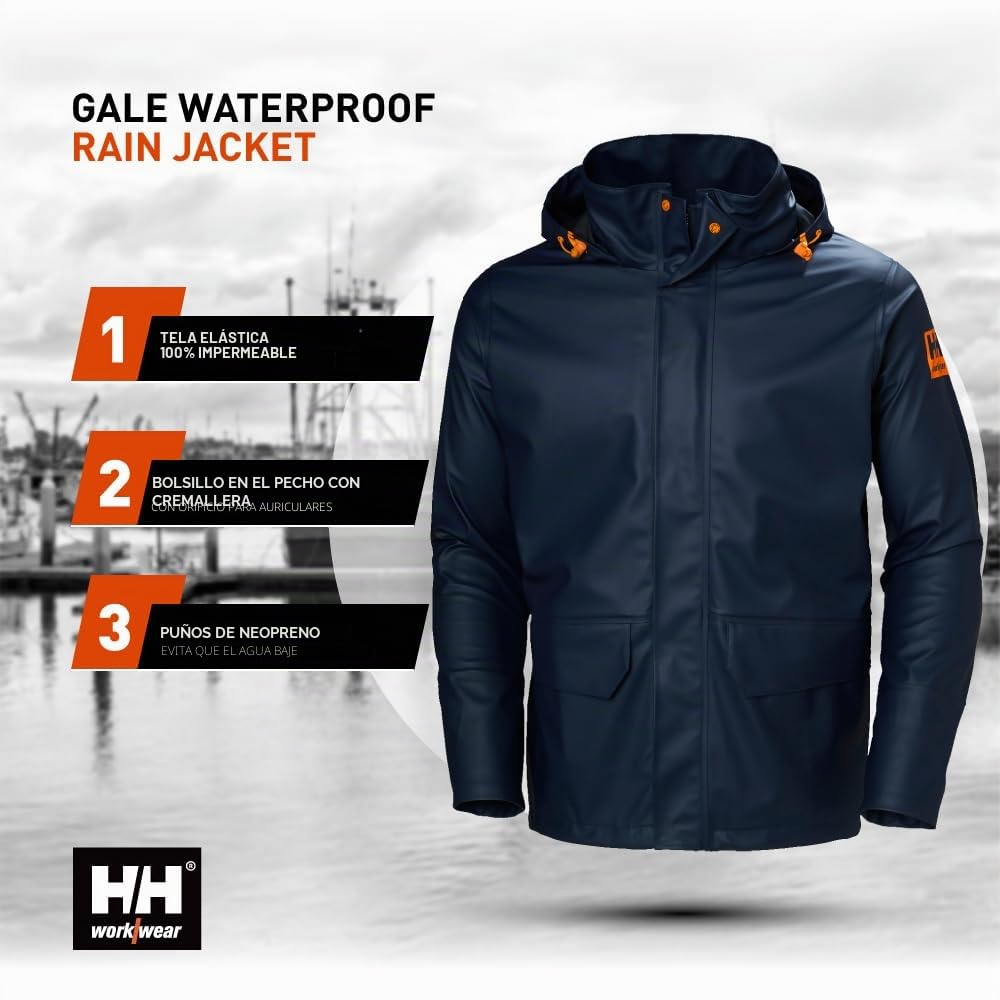 HELLY HANSEN Rain Jacket Chaqueta Impermeable Gale, Unisex, Azul Marino, L-Chest 42.5" (108cm)