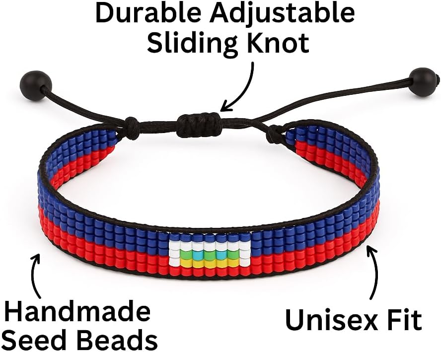 Flag Bracelet | Adjustable Handmade Flag Bracelet Beaded and Boho Style Rope Bracelet - Image 2