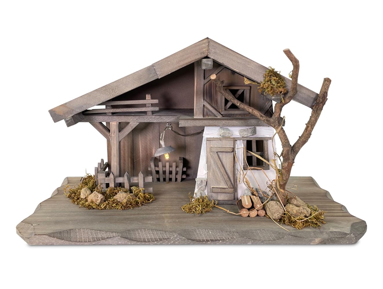 G. Wurm Krippe Krippenstall Maurach aus Holz mit Licht 38x18x21 cm - Weihnachtsdeko, Winterdeko, Deko Weihnachten, Advent Dekoration