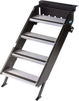 MORryde STP-212 StepAbove Fold-Up RV Entry Step - 4-Step 8" Step Rise, Fits 26 to 28"" Door Width