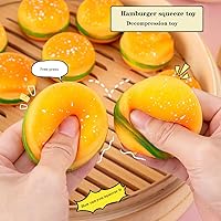 Vista 4 de Juguetes para el estrés de hamburguesa – Juguetes para apretar hamburguesas pequeñas, juguetes de hamburguesa elástica para el estrés, juguete