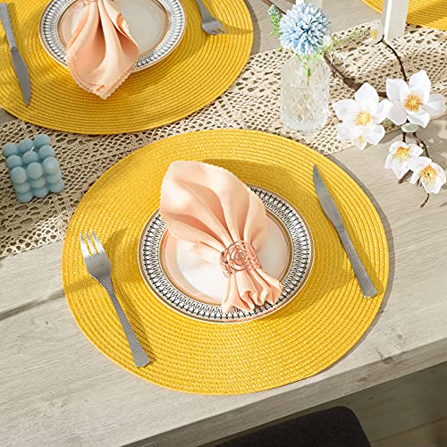 image for AHHFSMEI Round Braided Placemats 15 Inch Round Table Mats for Dining T